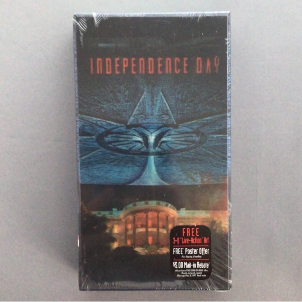 Independence Day VHS © 1996. 3D hologram package. NEW, wrapped, never opened